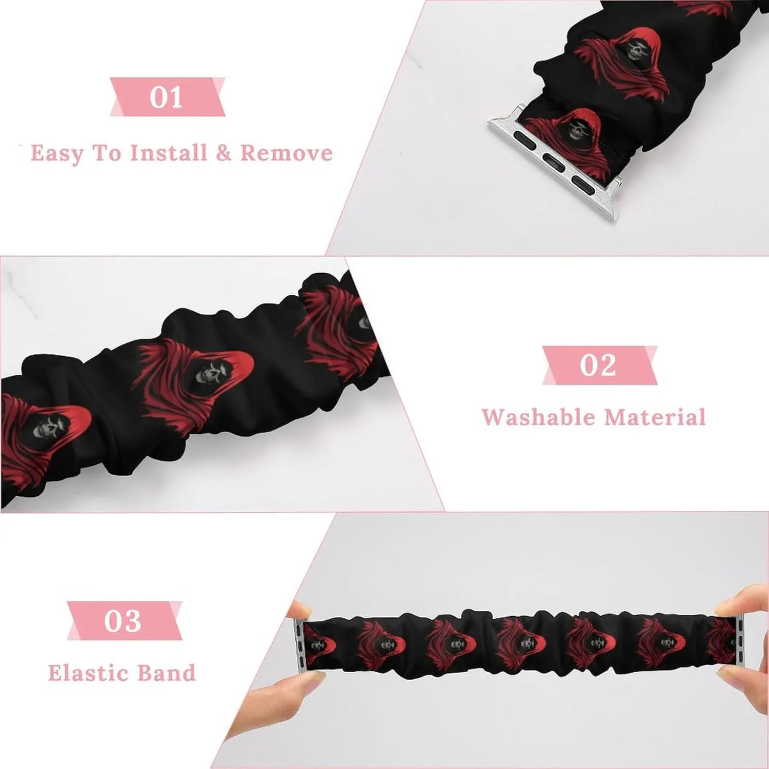 Grim Reaper Red Cloak Fashion Watch Strap Scrunchies Wristbands Compatible With IWatch Series