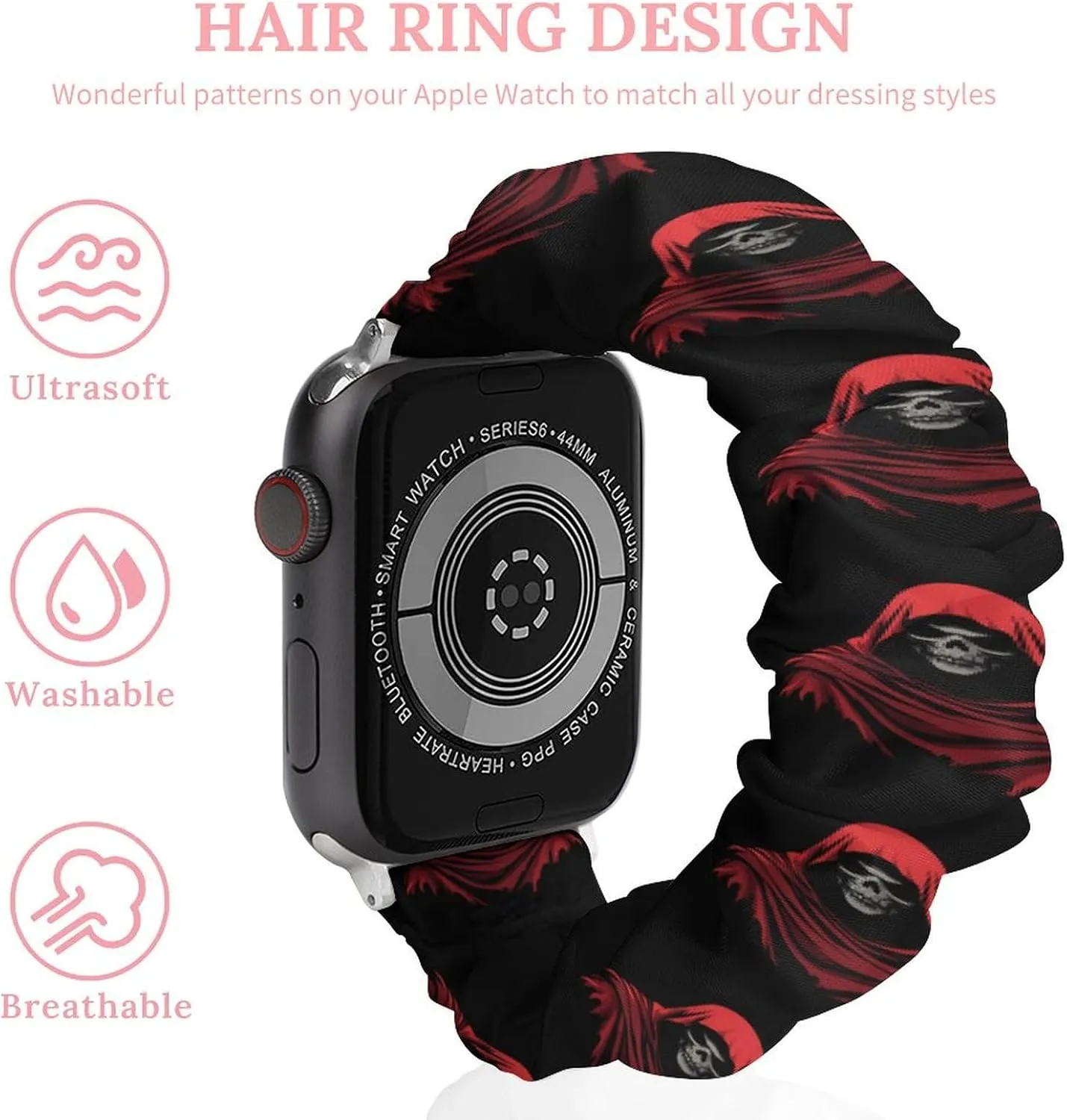 Grim Reaper Red Cloak Fashion Watch Strap Scrunchies Wristbands Compatible With IWatch Series
