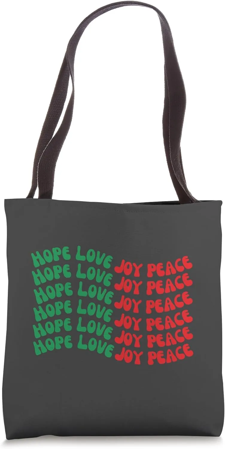 Groovy Advent Hope love joy peace Season Wishes Christmas Tote Bag