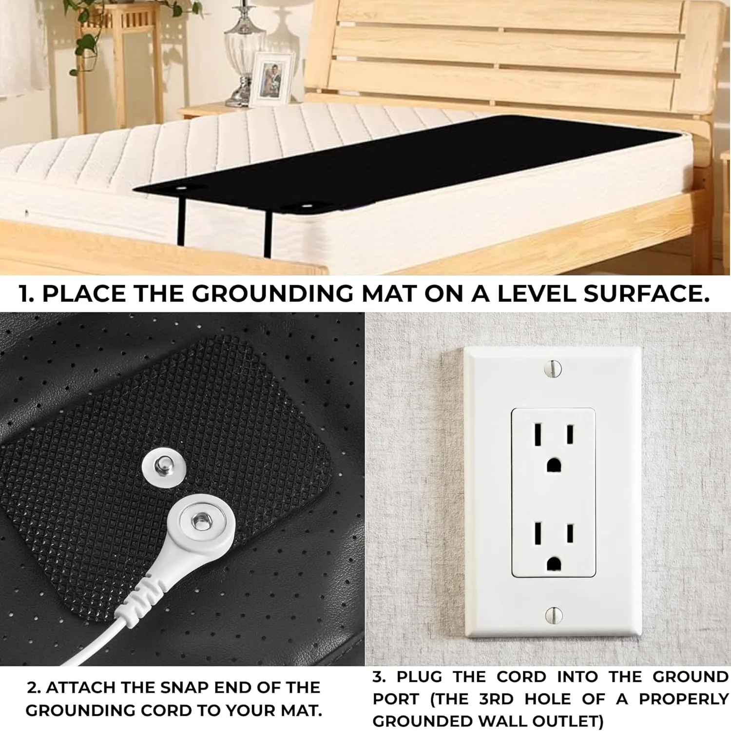 Grounding Mat for Bed – Anti-Slip PU Leather Grounding Pad for Sleep with Grounding Cord, Grounding Mattress for Better Rest and Recovery (King)