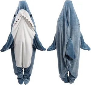 Gudina Shark Blanket Hoodie Onesie, Shark Onesie Adult, Shark Sleeping Bag for Adult (XL)