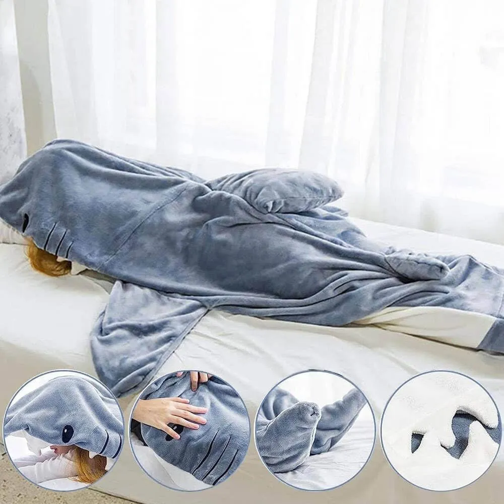 Gudina Shark Blanket Hoodie Onesie, Shark Onesie Adult, Shark Sleeping Bag for Adult (XL)