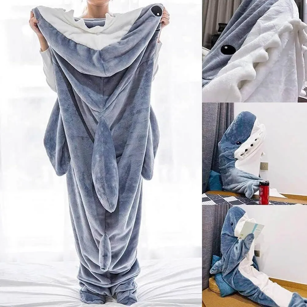 Gudina Shark Blanket Hoodie Onesie, Shark Onesie Adult, Shark Sleeping Bag for Adult (XL)