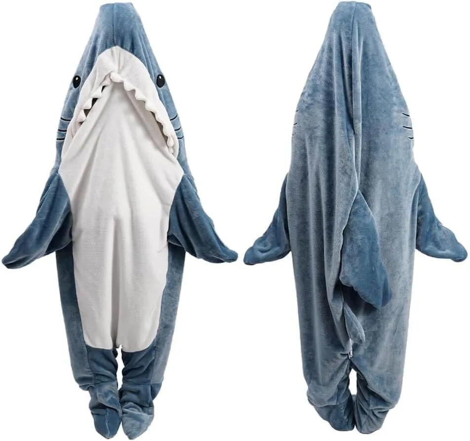 Gudina Shark Blanket Hoodie Onesie, Shark Onesie Adult, Shark Sleeping Bag for Adult (XL)