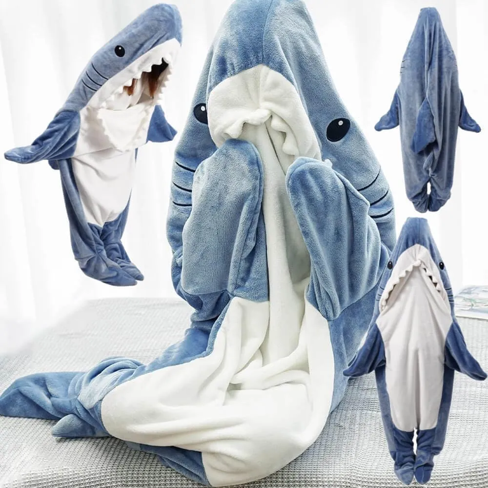 Gudina Shark Blanket Hoodie Onesie, Shark Onesie Adult, Shark Sleeping Bag for Adult (XL)