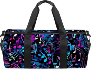 Gym Bag for Women,Small Gym Bag for Men,Colorful Musical Background Notes,Overnight Bag