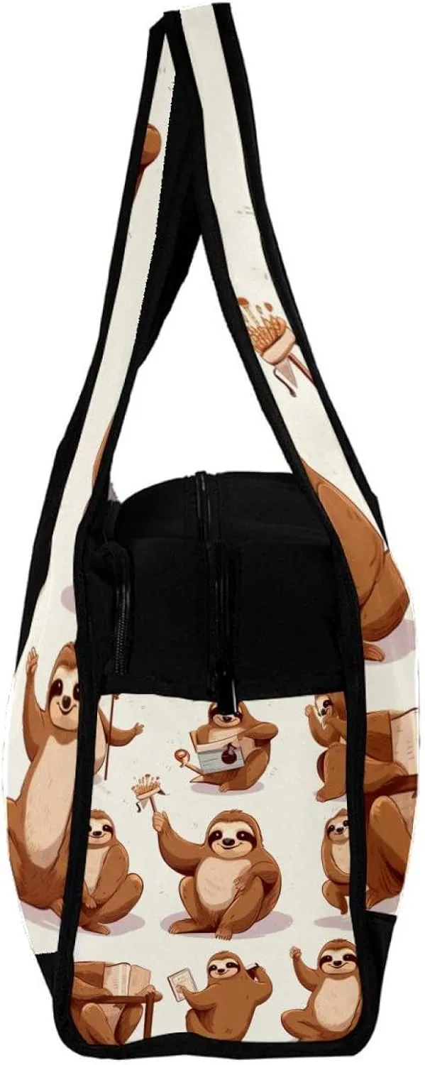 Gym Bag for Women,Small Gym Bag for Men,Different Posture Sloth,Overnight Bag
