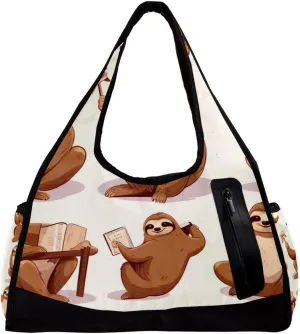 Gym Bag for Women,Small Gym Bag for Men,Different Posture Sloth,Overnight Bag