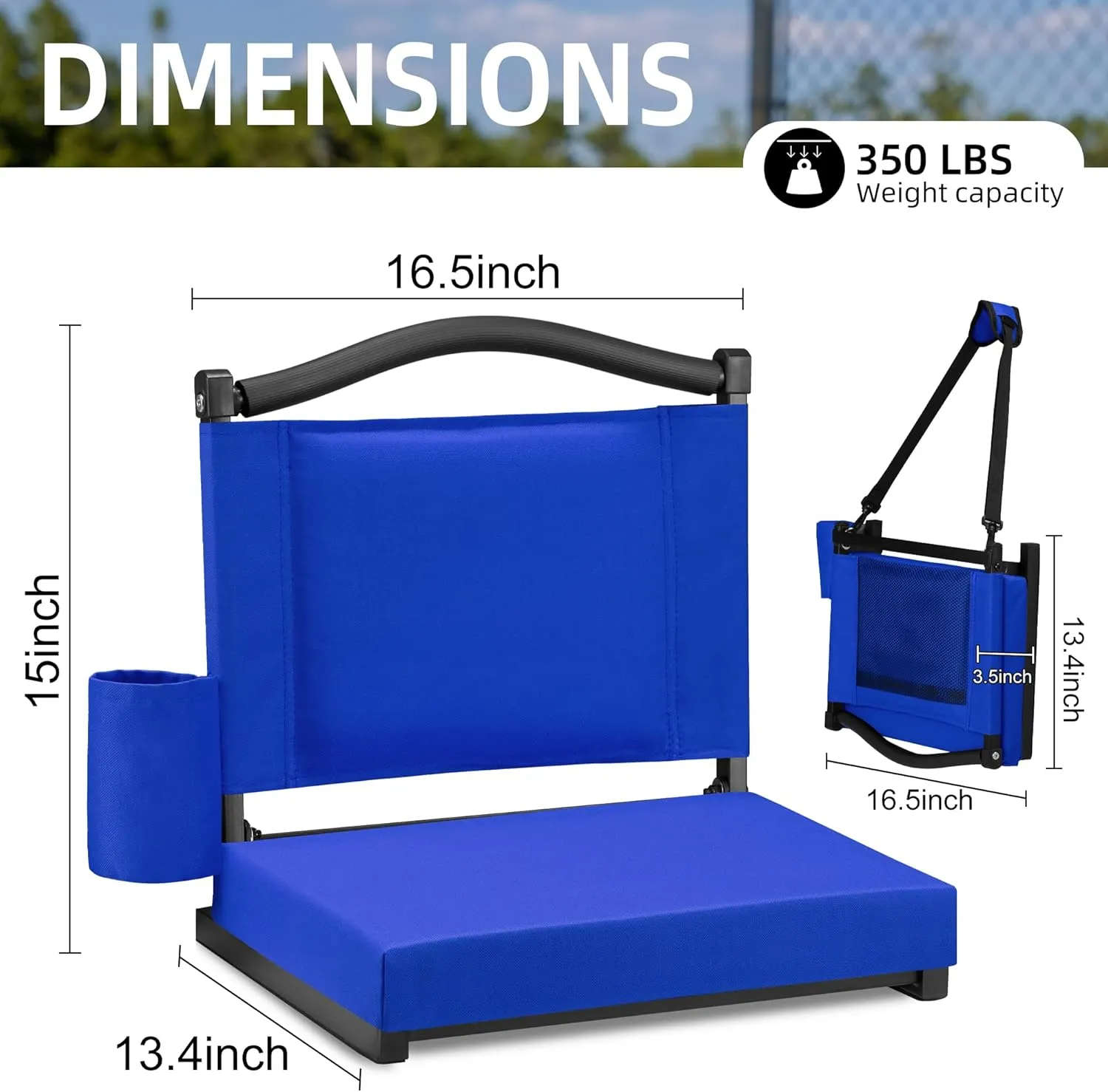 HABUTWAY Stadium Seat with Back Support and Thick Cushion Wide Bleacher Chairs with Back and Cushion Hold up 350lbs Stadium Chair with Shoulder Strap and Pocket