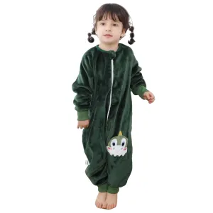 HAHASHOW Baby Winter Sleeping Sack with Feet, Unisex Long Sleeve Toddler Sleeping Bag, Flannel Early Walker Sack, 2-3T, Green