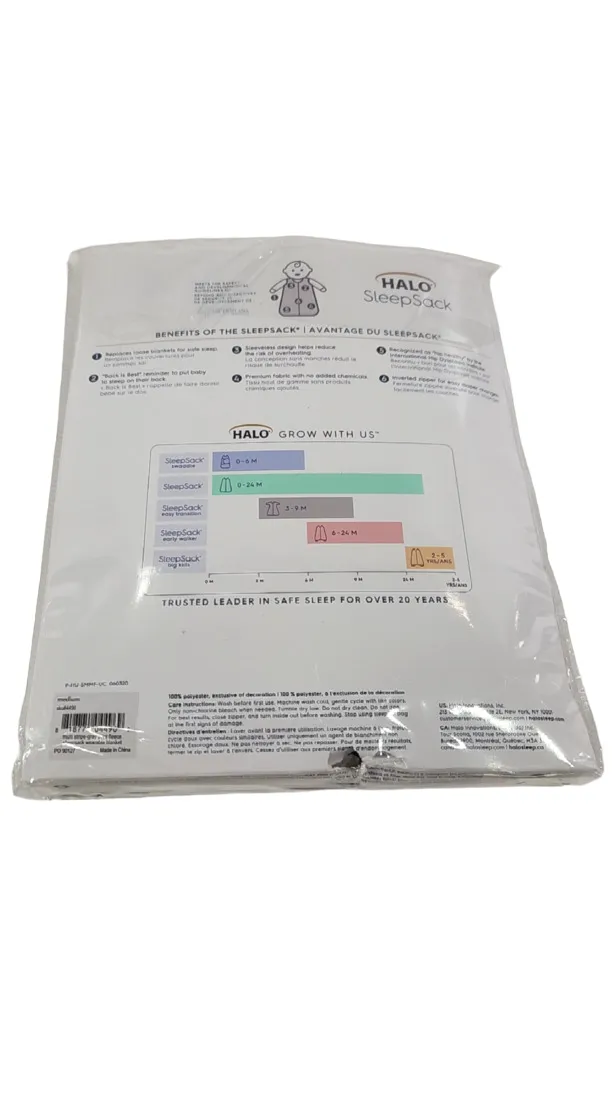 Halo Micro-Fleece SleepSack, M, Multi Stripe Gray