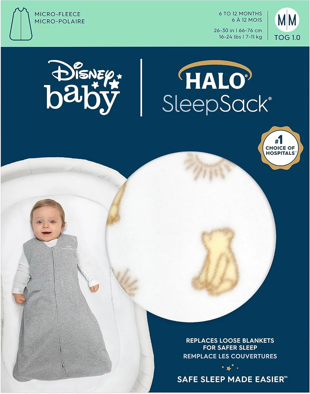 HALO SleepSack, Micro-Fleece Wearable Blanket, Swaddle Transition Sleeping Bag, TOG 1.0
