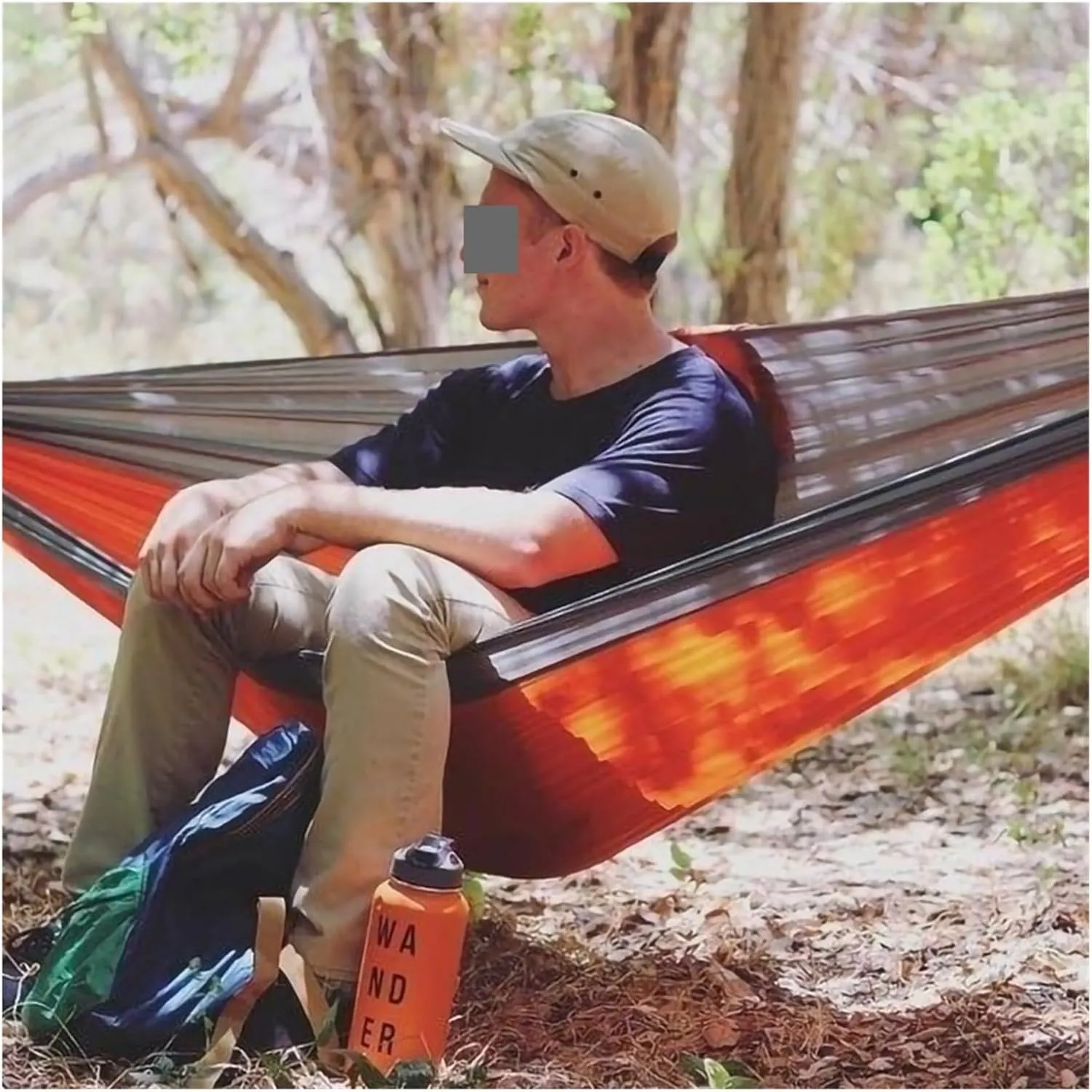 Hammock Single Person Portable Outdoor Camping Hammock with Nylon Color Matching Hammock High Strength Parachute Fabric Hanging Bed Lightweight(Color 3)