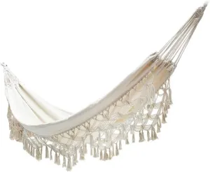 Hammocks for Outside Outdoor Garden Hammock Tassel Canvas Swing Chair Hanging Bed Hiking Camping Foldable Hammocks Easy to Store Hammock Camping, 200*150cm, White