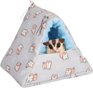 Handmade Cuddle Sack Sleeping Bag Triangle Pouch for Hedgehog Hamster Rat Sugar Glider Small Animal Hanging Cage Cave Bed Warm Hanging Hammock Bed (Grey)