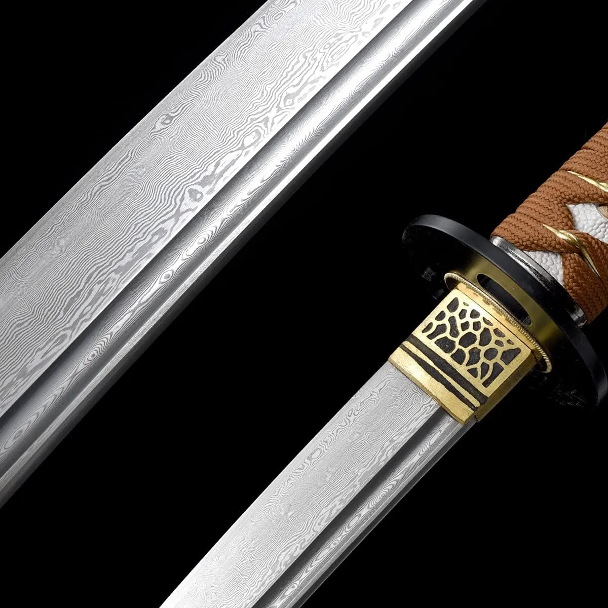 Handmade Katana,Japanese Samurai Sword Katana,1040/1060/1095 Damascus Steel,T10 High Carbon Steel Clay Tempered,Full Tang