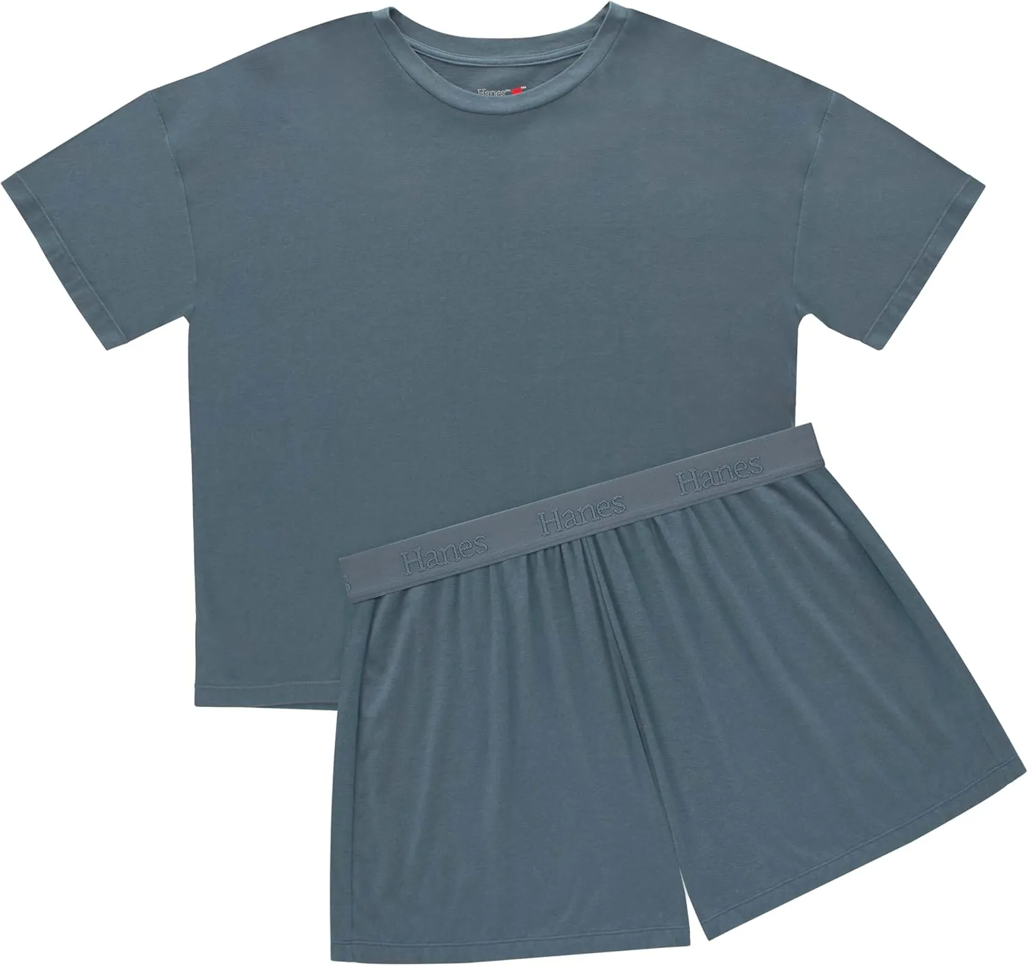 Hanes Women's Originals SuperSoft Comfywear 2 Piece Lounge Boxy T-Shirt & Sleep Shorts Loungewear Set