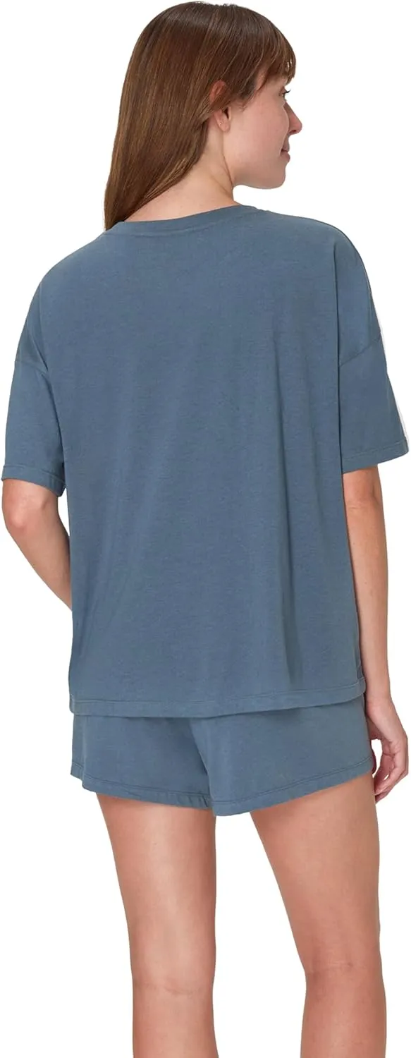 Hanes Women's Originals SuperSoft Comfywear 2 Piece Lounge Boxy T-Shirt & Sleep Shorts Loungewear Set