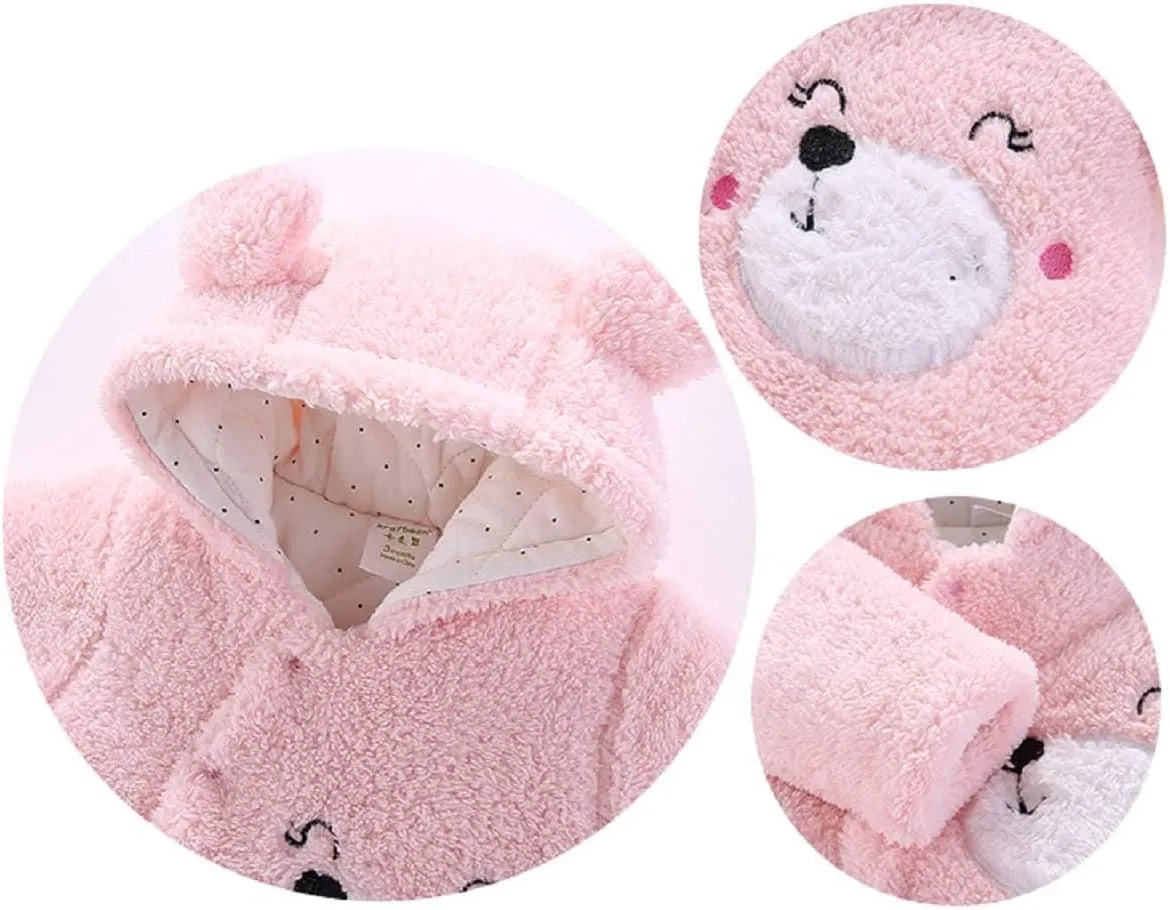 Haokaini Newborn Bear Warmer Snowsuit Cotton Fleece Hooded Romper Jumpsuit for Baby Girls Boys