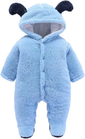 Haokaini Newborn Bear Warmer Snowsuit Cotton Fleece Hooded Romper Jumpsuit for Baby Girls Boys