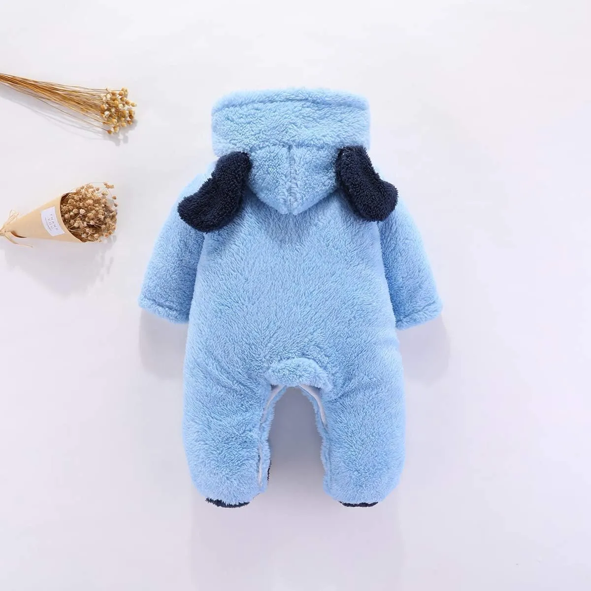 Haokaini Newborn Bear Warmer Snowsuit Cotton Fleece Hooded Romper Jumpsuit for Baby Girls Boys
