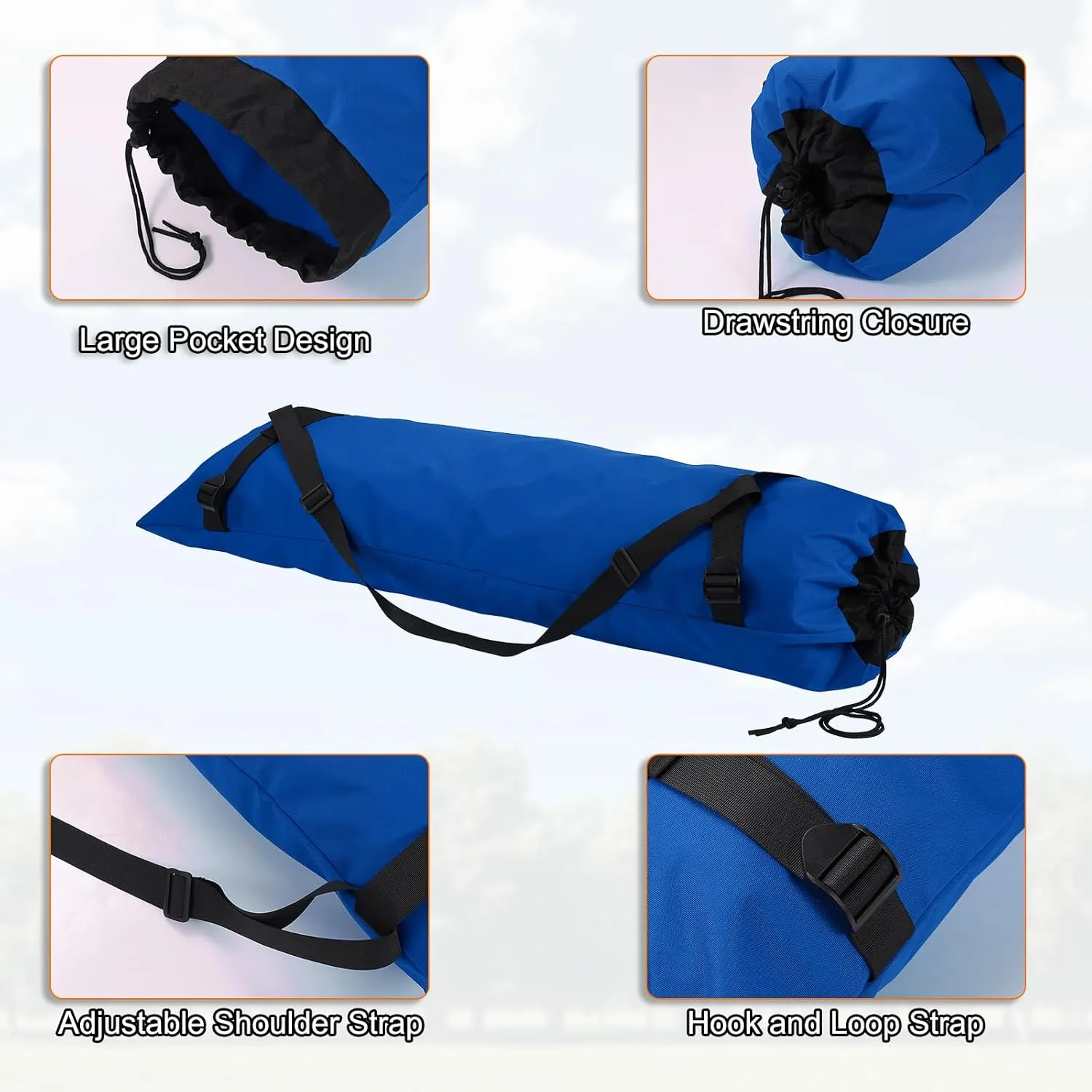 HARFINGTON Camping Chair Replacement Bag 48" Folding Chair Carry Bag Oxford Cloth Storage Tent Bag with Shoulder Strap for Travel Outdoor Camping Sports, Sapphire Blue