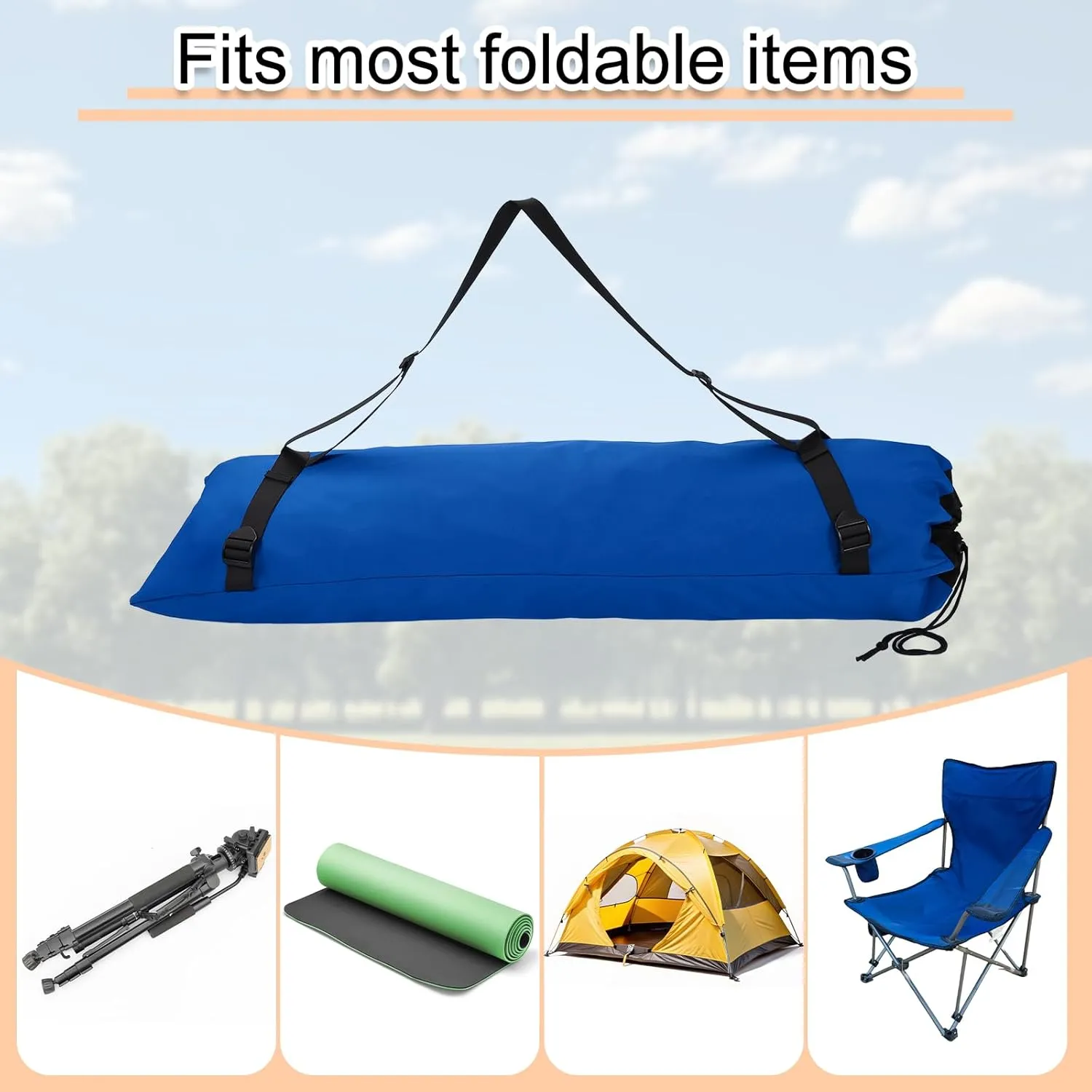 HARFINGTON Camping Chair Replacement Bag 48" Folding Chair Carry Bag Oxford Cloth Storage Tent Bag with Shoulder Strap for Travel Outdoor Camping Sports, Sapphire Blue