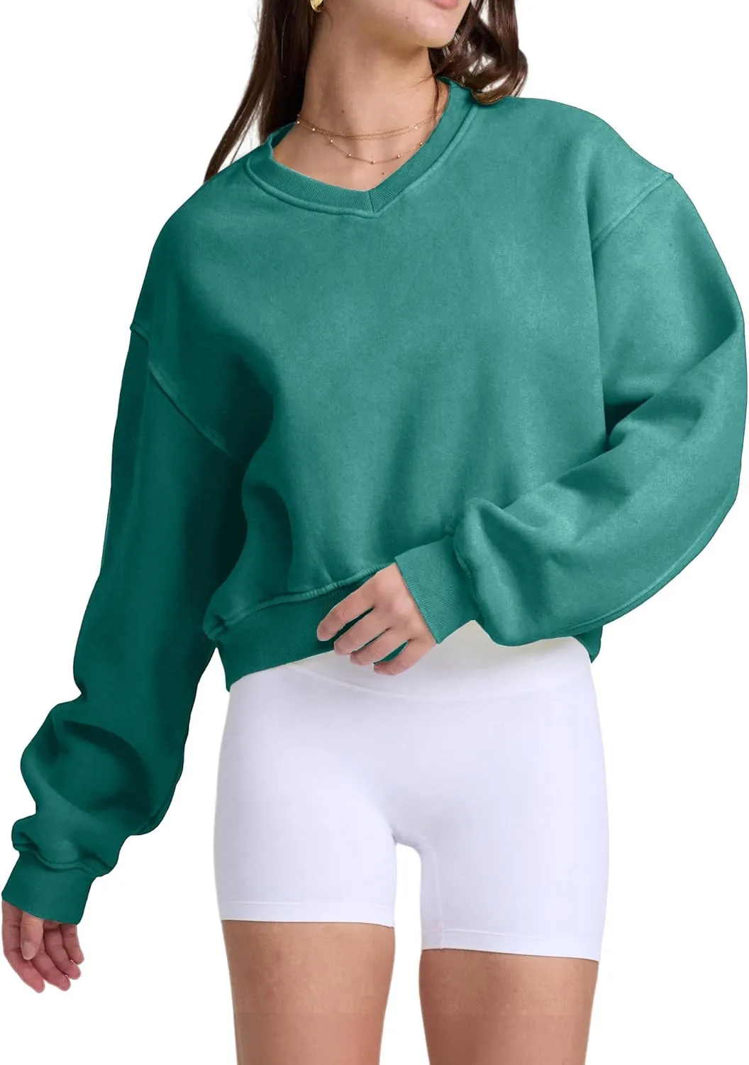 Hatant Sweatshirt for Women Acid Wash Athletic Hoodie Heritage Fleece V-neck Long Sleeve Hoodie Fleece Women Sweatshirt