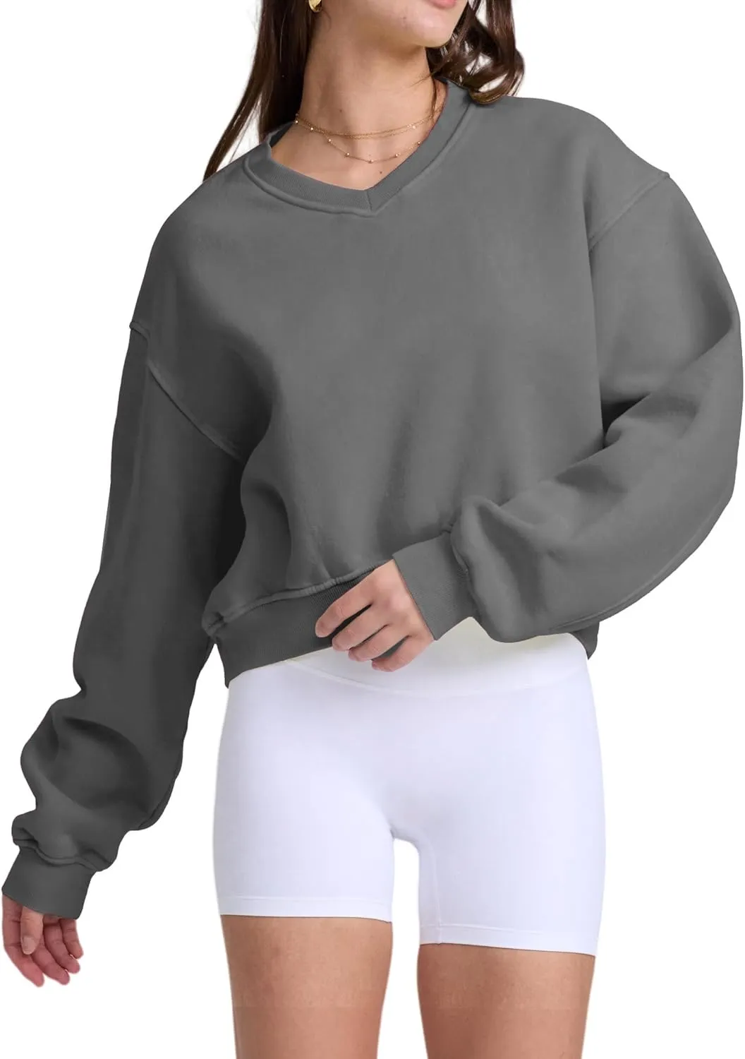 Hatant Sweatshirt for Women Acid Wash Athletic Hoodie Heritage Fleece V-neck Long Sleeve Hoodie Fleece Women Sweatshirt