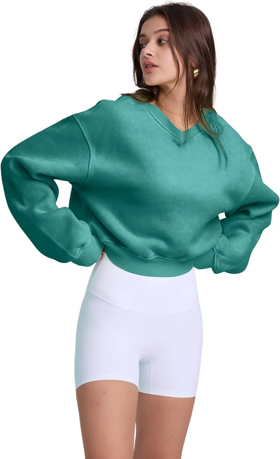 Hatant Sweatshirt for Women Acid Wash Athletic Hoodie Heritage Fleece V-neck Long Sleeve Hoodie Fleece Women Sweatshirt