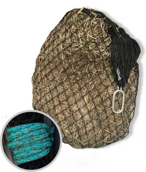 Hay Chix Hay Net for Horses | Slow Feed Hay Bag Feeder | Marine-Grade UV Treated Nylon | Holds 4-6 Flakes | Half Bale Net (1 3/4" Holes)