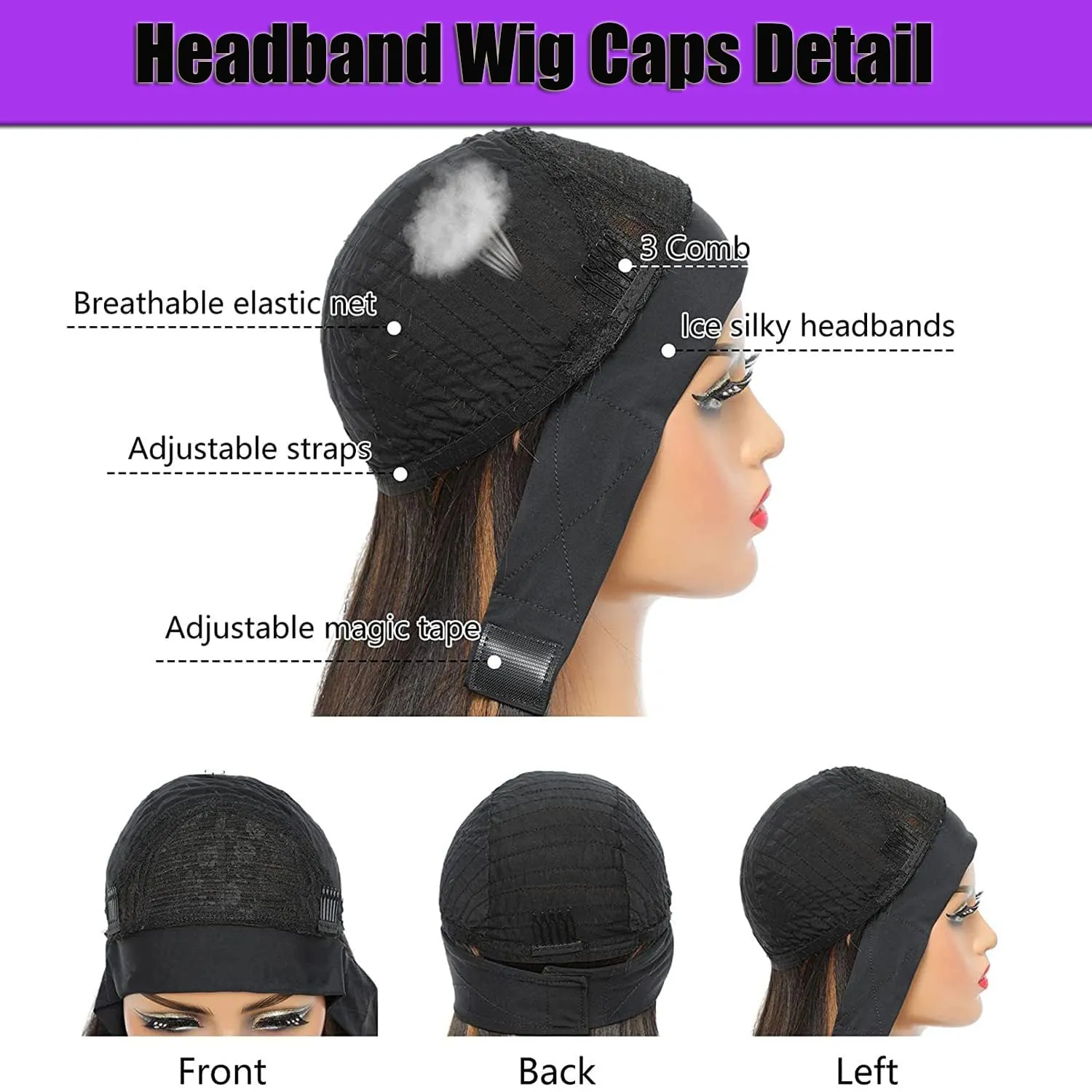 Headband Wigs For Black Women Short Wavy Headband Wig 14 Inch Chocolate Glueless Wig Heat Resistant Fibers Synthetic Hair Natural Look（#4）