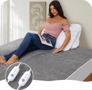 Heated Mattress Pad King Size 78"x80", 5 Heating Levels Dual Control with 10 Hours Auto-Off, Cozy Coral Fleece, Warming Bed and Fast Heating, Grey