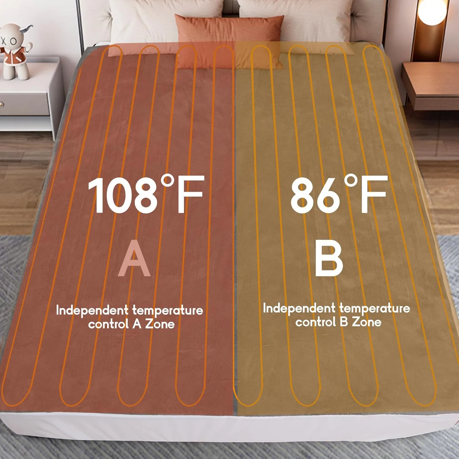 Heated Mattress Pad King Size 78"x80", 5 Heating Levels Dual Control with 10 Hours Auto-Off, Cozy Coral Fleece, Warming Bed and Fast Heating, Grey