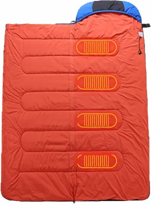 Heated Sleeping Bag, 3 Adjustable Heating Levels USB Power Support Heating Pads for Camping Electric Warm Blanket Tent Heater (Battery Not Include)