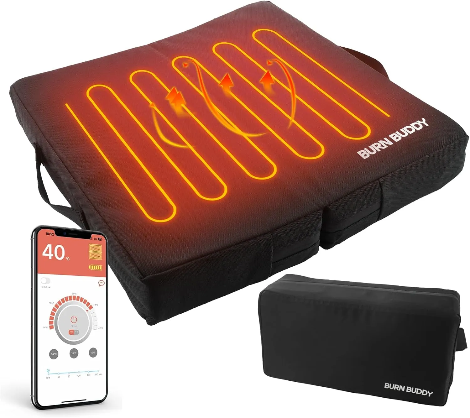 Heated Stadium Seats for Bleachers, Heated Seat Cushion with APP Control Heating, Heated Stadium Chair Cushion, Portable Heated Bleacher Seat Cushion for Outdoor Sports, Stadium, Camping, Fishing