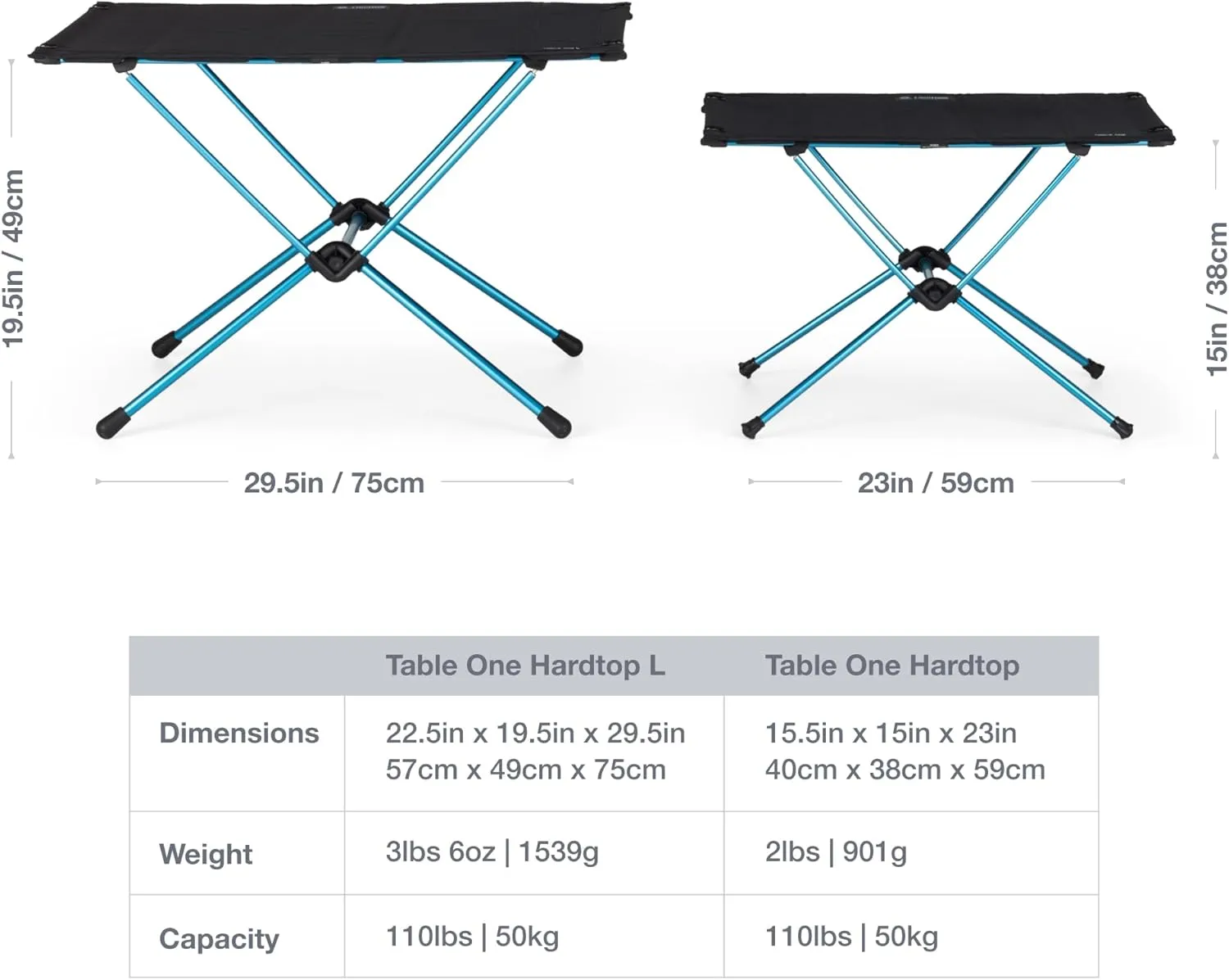Helinox Table One Hard Top Lightweight, Collapsible, Portable, Outdoor Camping Table, Large - 29.5 x 22.5 Inches, Black