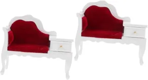 Hemoton 2pcs Miniature Wooden Sofa Chair Ornament with Drawer for Dollhouse Decor Room Furniture for Miniature Scenes Compact Design for Projects and Creative Layouts