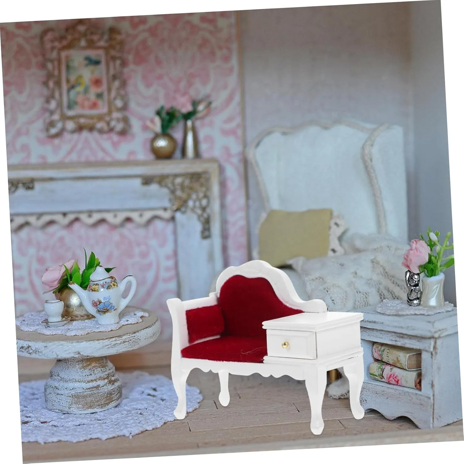 Hemoton 2pcs Miniature Wooden Sofa Chair Ornament with Drawer for Dollhouse Decor Room Furniture for Miniature Scenes Compact Design for Projects and Creative Layouts
