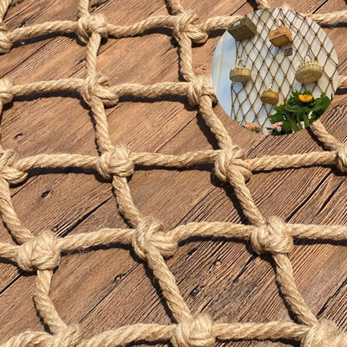 Hemp Rope Decorative Net,Plants Support Climbing Net for Garden,Trellis Netting for Cucumber, Tomato, Vegetables, Fruits, Sweet Pea Plants(3Mx8M)
