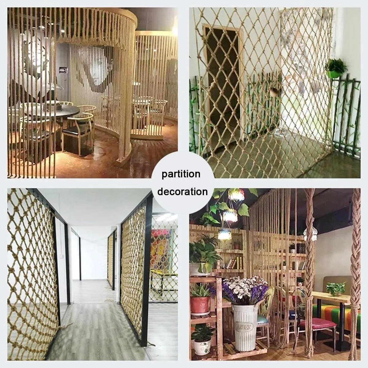 Hemp Rope Decorative Net,Plants Support Climbing Net for Garden,Trellis Netting for Cucumber, Tomato, Vegetables, Fruits, Sweet Pea Plants(3Mx8M)