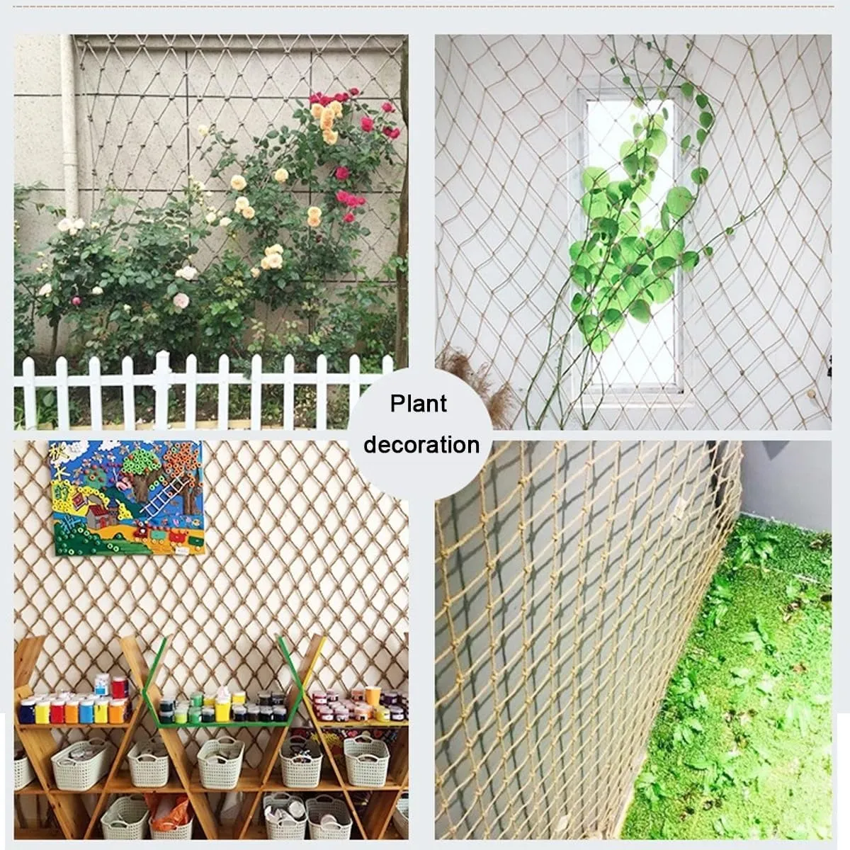Hemp Rope Decorative Net,Plants Support Climbing Net for Garden,Trellis Netting for Cucumber, Tomato, Vegetables, Fruits, Sweet Pea Plants(3Mx8M)
