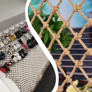 Hemp Rope Mesh Wall Hanging Decoration，for Indoor and Outdoor Decor，Bookstores, Bars, Cafes，Plant Climbing Net for Outdoor Planting(6Mx10M)