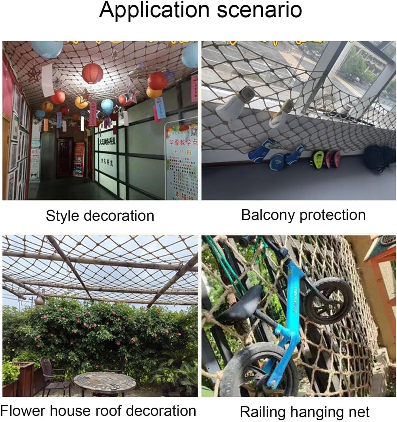 Hemp Rope Net Climbing Cargo Net 4mm/10cm, Safety Plant Support Net Children's Outdoor Climbing Net Stairs Balcony Safety Net Railing Garden Playground Tree House and Decoration,2MX2M(6.6X6.6FT