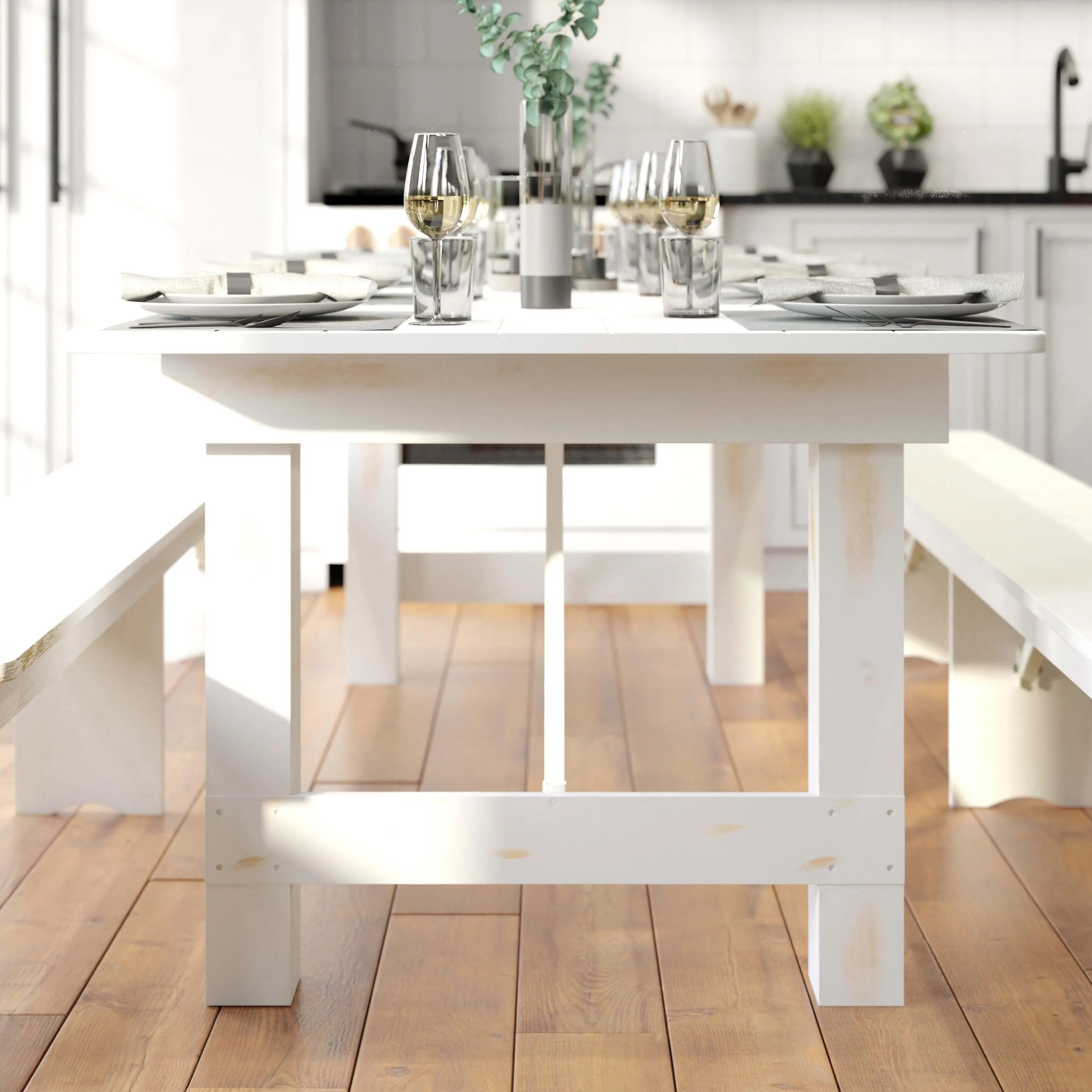 HERCULES Series 8' x 40" Solid Pine Folding Farm Table