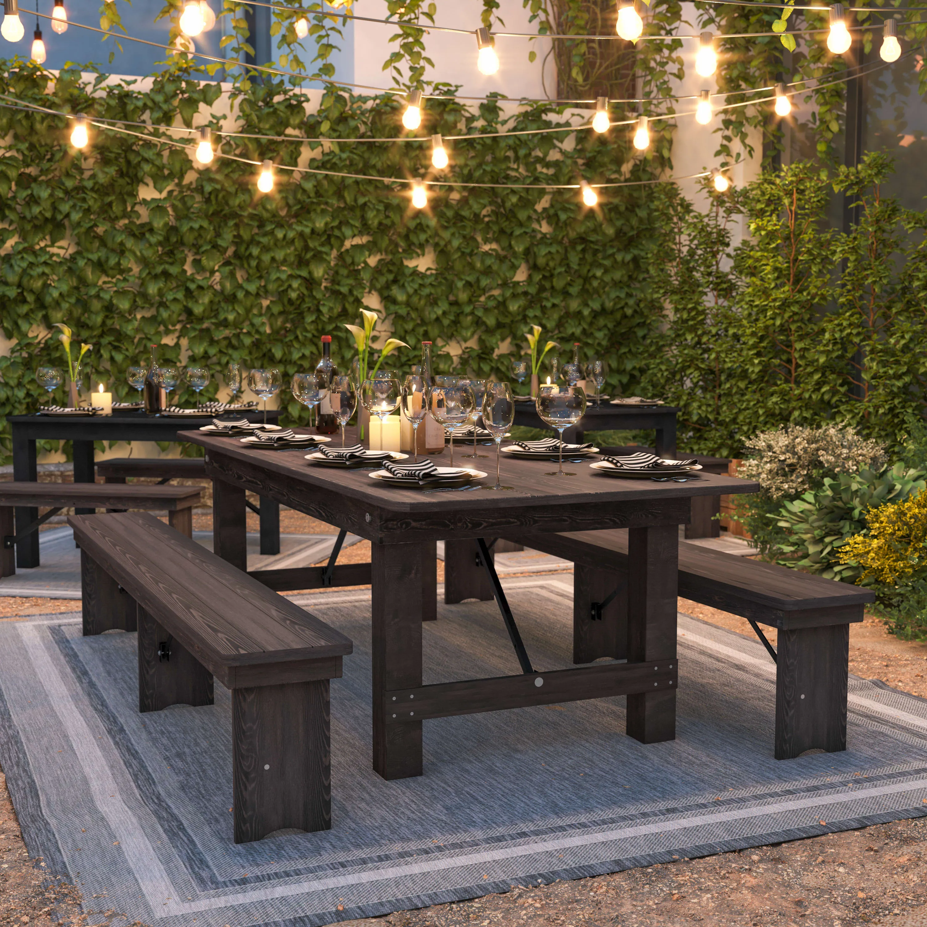 HERCULES Series 8' x 40" Solid Pine Folding Farm Table