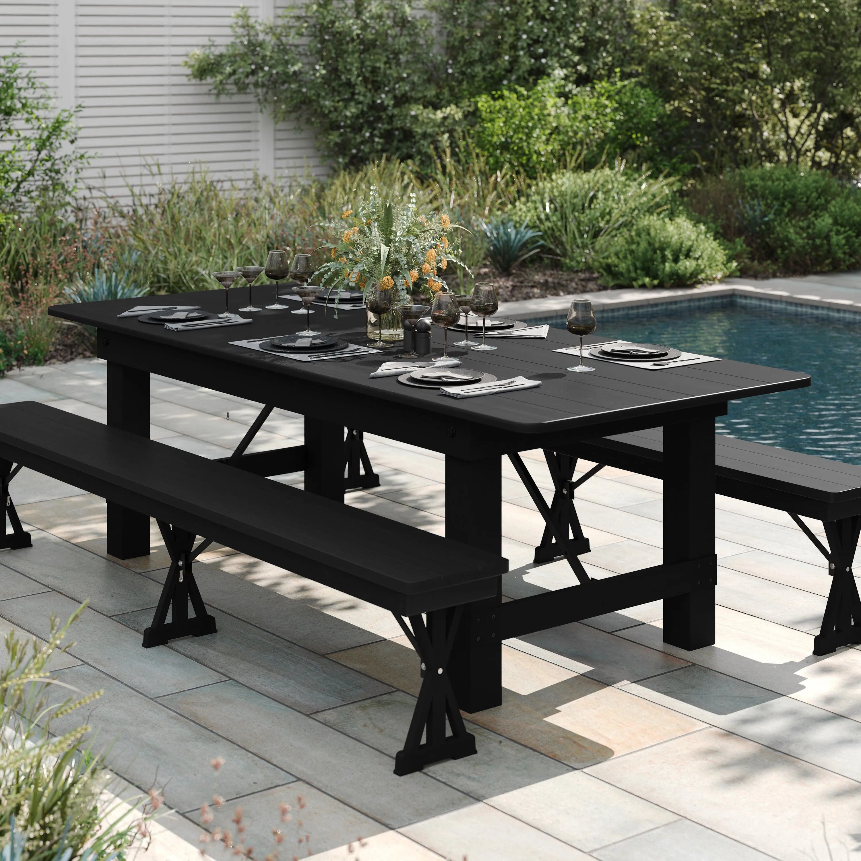 HERCULES Series 8' x 40" Solid Pine Folding Farm Table