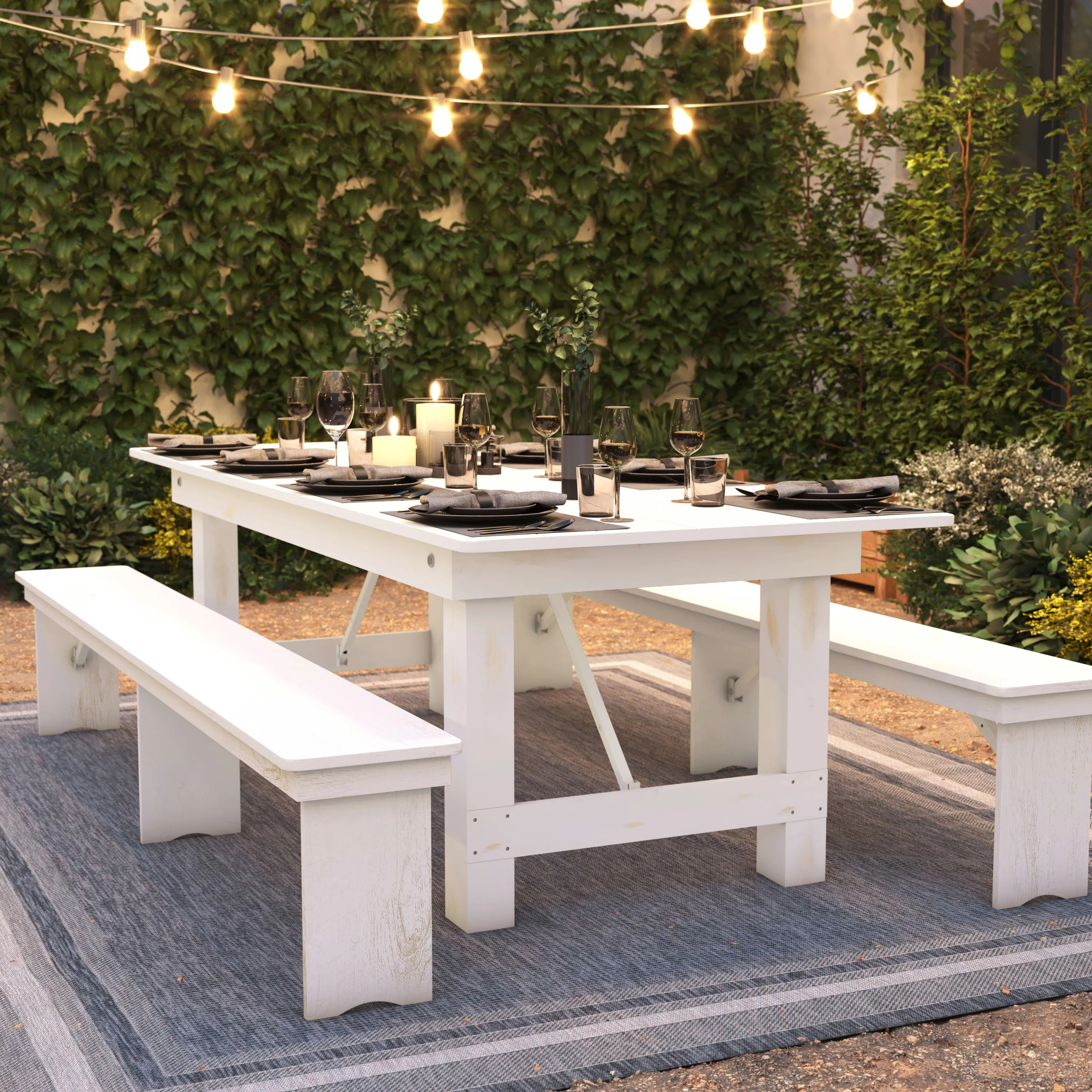 HERCULES Series 8' x 40" Solid Pine Folding Farm Table