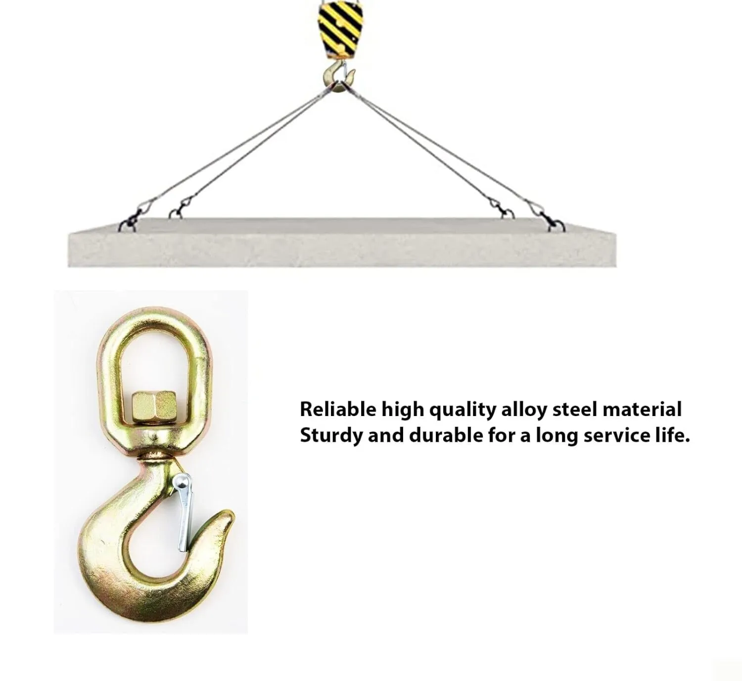 Hi-Gear 3 Ton Hoist Swivel Hooks for Lifting Chains, 6,600 Lbs Working Capacity, Heavy Duty Swivel Eye Hook, G70 Chain, 5/8’’ Safety Latch, Designed for Rigging, Lifting & Overhead Applications.