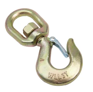 Hi-Gear 3 Ton Hoist Swivel Hooks for Lifting Chains, 6,600 Lbs Working Capacity, Heavy Duty Swivel Eye Hook, G70 Chain, 5/8’’ Safety Latch, Designed for Rigging, Lifting & Overhead Applications.